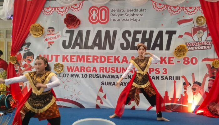 Semarak Jalan Sehat Warga Rusun PS III Surabaya Meriahkan HUT RI ke-80