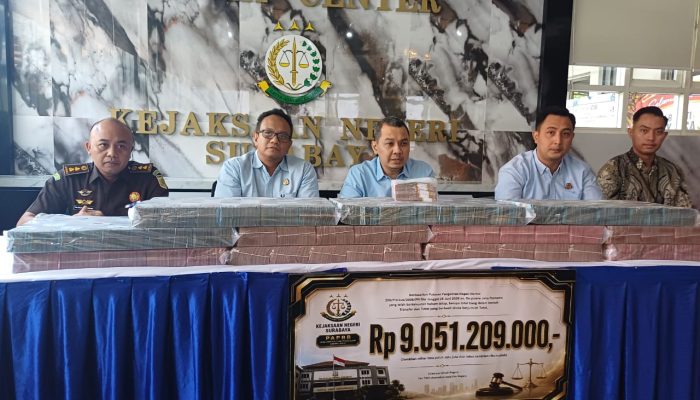 Kejari Surabaya Setorkan Rp9,05 Miliar Uang Judi Online ke Kas Negara